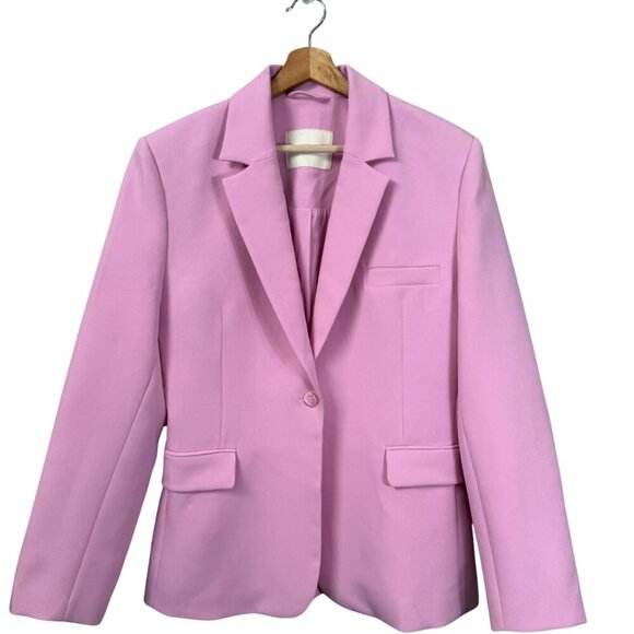 LAPOINTE Matte Crepe Broad Shoulder Blazer Jacket Womens 6 Blossom Pink Chic NWT - Picture 5 of 16